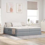 vidaXL Lit avec rangement et matelas Gris clair 200 x 200 cm Polyester