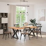 vidaXL Table à manger avec bord naturel 220x120x74cm bois massif chêne