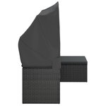 vidaXL Canapé de jardin 3 places avec toit et repose-pieds Noir