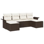 vidaXL Ensemble de Canapés de Jardin 6 Pièces avec Coussins Marron Poly Rotin