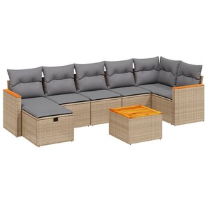 vidaXL Salon de jardin avec coussins 8Pièces mélange beige résine tressée