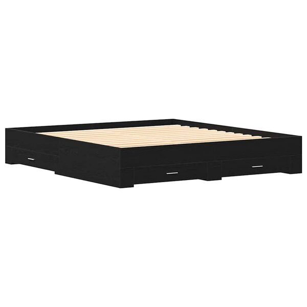 vidaXL Cadre de lit Chêne noir 180 x 200 cm Bois d'ingénierie