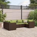 vidaXL Salon de jardin 6 Pièces avec coussins Marron Résine tressée