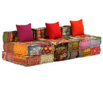 vidaXL Pouf modulaire à 3 places Patchwork Tissu