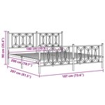 vidaXL Cadre de lit métal sans matelas avec pied de lit noir 180x200cm