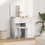 Ensemble de coiffeuse en 2 pièces avec éclairage LED en bois blanc