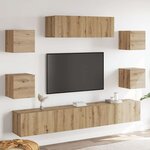 vidaXL Ensemble de meuble TV mural 7 Pièces chêne artisanal