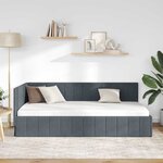 vidaXL Cadre de lit d'angle Gris foncé 100 x 200 cm Velours