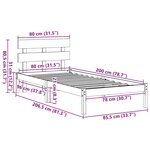vidaXL Cadre de lit avec tête de lit 80x200 cm Bois massif Pin