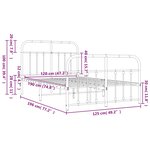 vidaXL Cadre de lit métal sans matelas et pied de lit blanc 120x190 cm