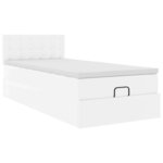 vidaXL Cadre de lit ottoman avec matelas blanc pur 80x200cm similicuir