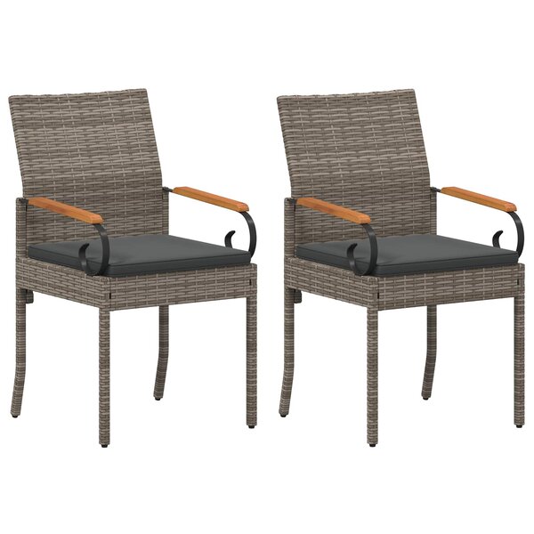 vidaXL Chaises de jardin 2 pc Gris et Gris foncé Poly Rattan et Acacia