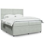 vidaXL Sommier à lattes de lit et matelas Gris clair 200x200cm Velours