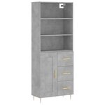 vidaXL Buffet haut Gris béton 69 5x34x180 cm Bois d'ingénierie