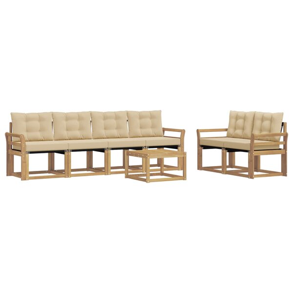vidaXL Ensemble de canapés d'extérieur 7 pc Blanc et Beige