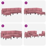 vidaXL Ensemble de meubles pour le salon 5 Pièces Rose Velours