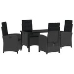 vidaXL Ensemble de salle à manger de jardin 5 pièces avec coussins Noir Rattan Poly