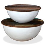 vidaXL Ensemble de table basse 2Pièces Bois récupération massif forme bol