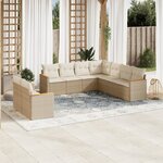 vidaXL Salon de jardin avec coussins 9 Pièces beige résine tressée