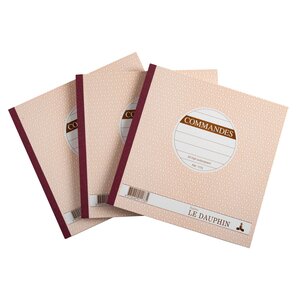 Lot De 3 Manifolds Commandes - Papier Autocopiant - Triplicata (1 Original Et 2 Copies) - 50feuilles - Format 21 X 21 Cm - Couverture Vernie - Avoine - Le Dauphin