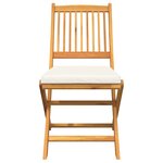Chaises de jardin pliantes vidaXL avec coussin blanc 6 pièces en bois d'acacia massif