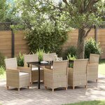 vidaXL Ensemble de salle à manger pour jardin 7 Pièces Beige polyrotin