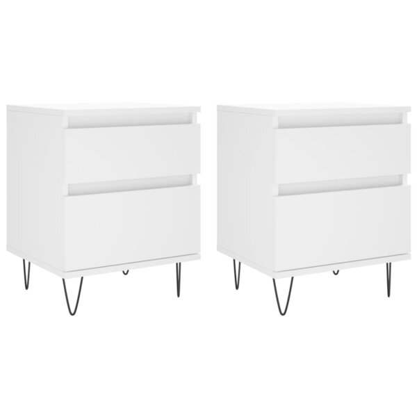 vidaXL Tables de chevet 2 Pièces blanc 40x35x50 cm bois d’ingénierie