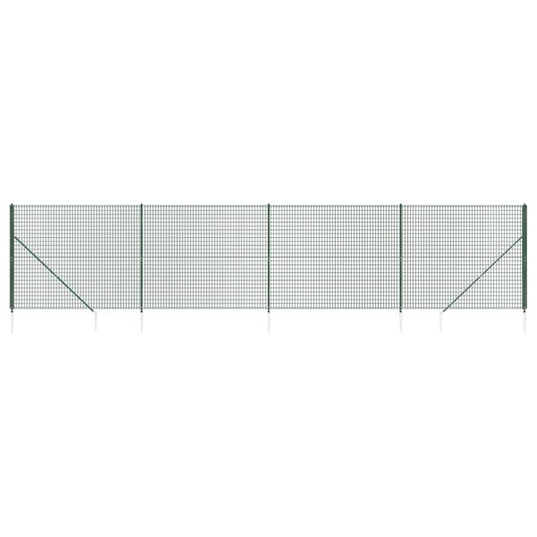 vidaXL Clôture en treillis métallique et piquet d'ancrage vert 2x10m