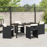 vidaXL Ensemble de salle à manger de jardin de 5 pièces avec coussins en poly rotin noir