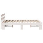 vidaXL Cadre de lit avec tête de lit blanche 135x190 cm en bois massif de pin
