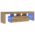 vidaXL Meuble TV avec lumières LED chêne artisanal bois d'ingénierie