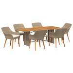 vidaXL Ensemble de salle à manger pour jardin 7 Pièces Beige polyrotin
