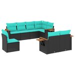 vidaXL Salon de jardin 8 Pièces avec coussins noir résine tressée