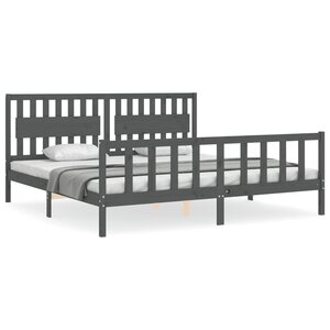 vidaXL Cadre de lit sans matelas gris 200x200 cm bois massif de pin
