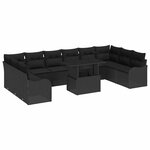 vidaXL Ensemble de canapé de jardin 11 Pièces Noir Poly Rattan