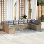 vidaXL Ensemble de canapé de jardin 10 Pièces Beige Poly rotin