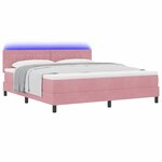 vidaXL Lit à ressort LED avec matelas Rose 180 x 200 cm Velours