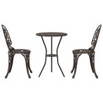 Set de Bistro de Jardin 3 Pièces en Aluminium Couleur Bronze