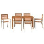 vidaXL Set de salle à manger de jardin 7 pièces Beige Poly Rattan Acacia
