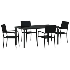 vidaXL Ensemble de salle à manger pour jardin 5 Pièces Noir polyrotin