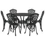 vidaXL Ensemble de salle à manger pour jardin 7 Pièces Noir Aluminium