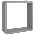 vidaXL Étagères murales sous forme de cube 3 Pièces Gris MDF