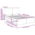 vidaXL Cadre de lit avec tête de lit Noir 140 x 190 cm Pin massif