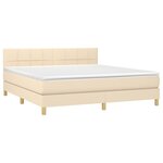 vidaXL Sommier à lattes de lit avec matelas Crème 160x200 cm Tissu