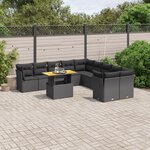 vidaXL Salon de jardin 11 Pièces avec coussins noir résine tressée