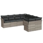 vidaXL Salon de jardin 8 Pièces avec coussins gris clair résine tressée