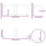 vidaXL Pieds de table basse en T  2 pièces  blanc  70 x 25 x (30-31) cm  acier