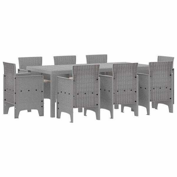 vidaXL Ensemble de salle à manger pour jardin 9 Pièces Gris clair