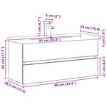 vidaXL Cabinet de lavabo Chêne noir 90 x 39 x 62 cm Bois d'ingénierie