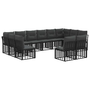 vidaXL Ensemble de canapés d'extérieur Noir et Gris foncé Polyester